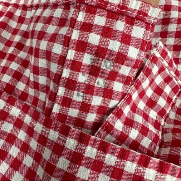 Teddi Women’s Red Check Embroidered Fruit Roll Tab Sleeve Button Down Top 3X/C63 - Picture 7 of 13